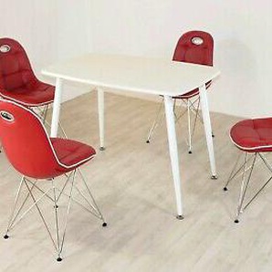 Tischgruppe Rot/weiß Essgruppe Esszimmergruppe Schalenstuhl Modern Design C5