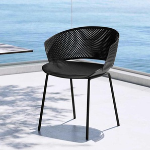 Moderne Outdoor Stühle in Schwarz Gestell aus Metall (4er Set)