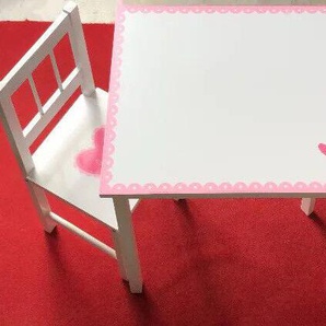 Kindersitzgruppe Tischset Kindertisch Kinderstuhl Weis Rosa Tisch 2 Stuhle
