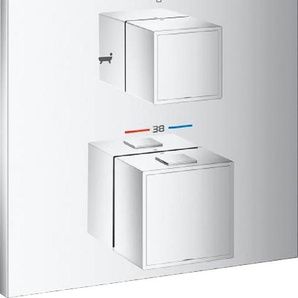 Unterputzarmatur GROHE Grohtherm Cube Armaturen Gr. H: 15,8 cm, grau (chrom) Waschtischarmaturen Thermostat-Wannenbatterie mit 2-Wege-Umstellung für Rapido SmartBox