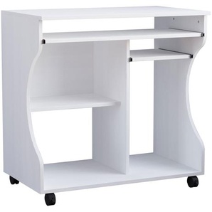 HOMCOM Computertisch mit Rollen Weiß  80 cm x 48 cm  x 76 cm