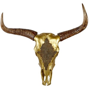 Ambia Home Dekostier , Gold , Kunststoff , Schädel , 20x71 cm , zum Hängen , Dekoration, Skulpturen & Dekoobjekte, Dekotiere