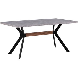 Esstisch Grau Schwarz 90 x 160 cm MDF Tischplatte Metallfüßen Rechteckig Betonoptik Modern Scandinavien Stil
