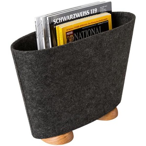 Zeitungsständer pieperconcept Andersen , Anthrazit, Eiche , Holz, Textil , Eiche , massiv , 41x29x14 cm , Ordnen & Aufbewahren, Zeitungsständer