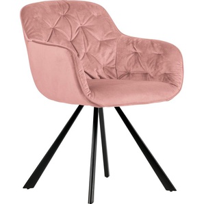 Esszimmerstuhl BEPUREHOME ELAINES Stühle Gr. B/H/T: 59,5 cm x 80,5 cm x 59 cm, 1 St., Struktur (100% Polyester)-Polyester, Metall, rosa (rosa, schwarz) Esszimmerstühle