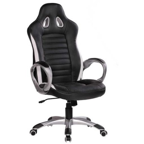 Ergonomischer Gamer Stuhl in Schwarz & Weiß hoher Lehne