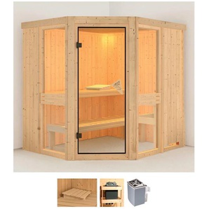 KARIBU Sauna Aline 1 Saunen 9-kW-Ofen mit integrierter Steuerung beige (naturbelassen) Saunen