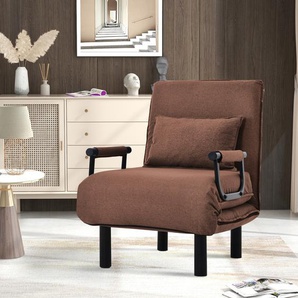 Schlafsofa (187 x 60 x 26 cm) Schlafsessel Sessel Gästebett klappbar Rückenlehne in 6 Positionen verstellbar Brown