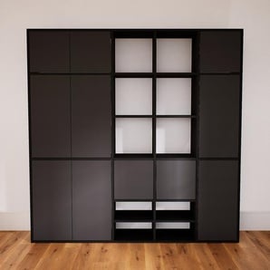 Schrankwand Graphitgrau - Moderne Wohnwand: Türen in Graphitgrau - Hochwertige Materialien - 192 x 195 x 34 cm, Konfigurator