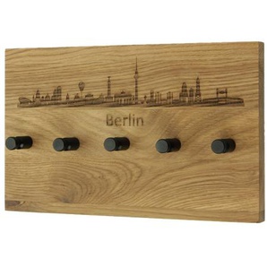 Schlüsselleiste KasperoKey Skyline [individualisierbar] Berlin Edelstahl Wildeiche