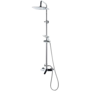 Duschsystem Silber 115 cm mit Kopf und Handbrause aus Stahl mit breitem Duschkopf Verchromtes Set Modernes Design