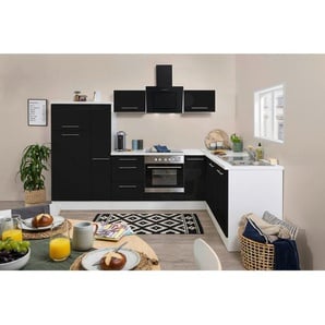 Respekta Eckküche Premium 2.0 , Schwarz, Weiß , Metall , 1,3 Schubladen , 290x200 cm , FSC , links aufbaubar, rechts aufbaubar , Küchen, Eckküchen