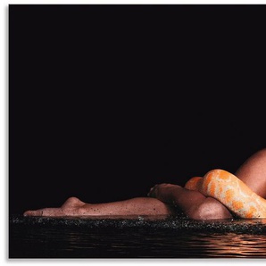Artland Wandbild Frau in Wasser liegend mit Python, Frau (1 St), als Alubild, Leinwandbild, Wandaufkleber oder Poster in versch. Größen