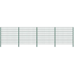Zaunfeld mit Pfosten Eisen 6,8 x 1,6 m Grün