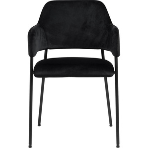 Esszimmerstuhl ANDAS London Stühle Gr. B/H/T: 54 cm x 82 cm x 55 cm, 2 St., Polyester, Metall, schwarz (schwarz, matt schwarz) Esszimmerstühle