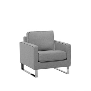 Sessel Grau Polsterbezug Edelstahl Dicke Sitzfläche Retro-Stil