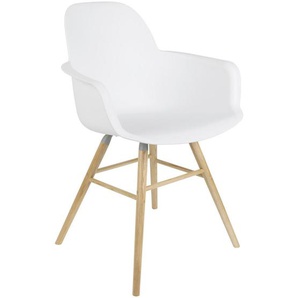 Zuiver Armlehnstuhl , Weiß , Metall, Kunststoff, Holz , Esche , massiv , A-Form , 59x81.5x55 cm , abwischbar , Esszimmer, Stühle, Armlehnenstühle