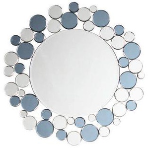 Wandspiegel , Grau, Silber , Metall, Glas , rund , 80x80x5 cm , Schlafzimmer, Spiegel, Wandspiegel
