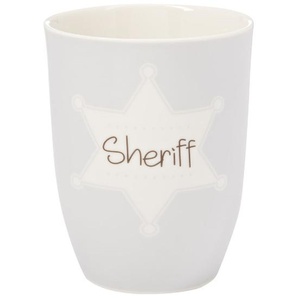 MEA LIVING Henkelbecher 500ml Spruch SHERIFF Kaffee Tasse Becher grau weiß Stern
