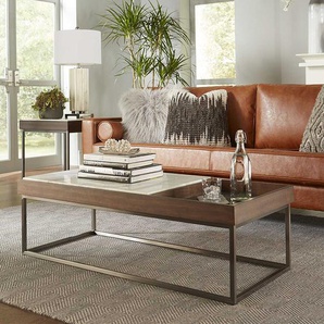Luxus Wohnzimmer Tisch mit Marmorplatte Edelstahl Bügelgestell