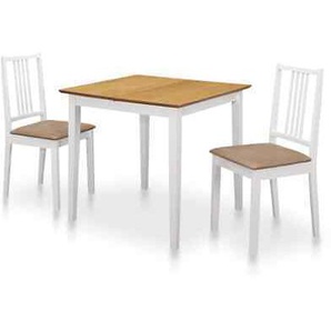 Essgruppe 3-tlg. Mdf Weiß Tischgruppe Küchentisch Esstisch Stuhl Stühle Vidaxl