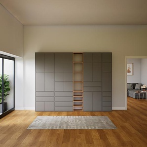 Schrankwand Grau - Moderne Wohnwand: Schubladen in Grau & Türen in Grau - Hochwertige Materialien - 303 x 233 x 34 cm, Konfigurator