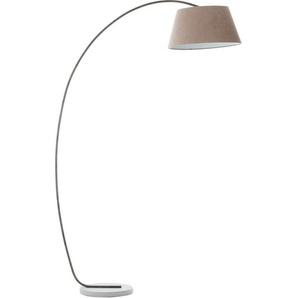 Brilliant Leuchten Bogenlampe Brok, ohne Leuchtmittel, 196 cm Höhe, 121 cm Ausl., E27, schwenkbar, Beton/Metall/Textil, taupe
