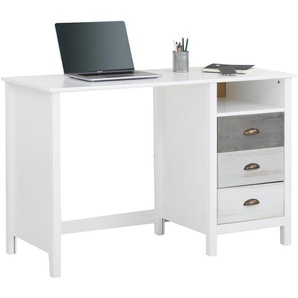 Schreibtisch HOME AFFAIRE Pilatus Tische Gr. B/H/T: 120 cm x 76,5 cm x 50 cm, weiß Schreibtische Tisch Holzoptik, mit gebürsteter Schubkastenfront, Breite 120 cm