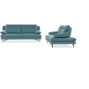 2-Sitzer CALIA ITALIA Cezanne Sofas Gr. B/H/T: 180 cm x 90 cm x 109 cm, Struktur (100% Polyester), mit Sitztiefenverstellung, blau (27 azzurro) Einzelsofas wahlweise mit Sitztiefenverstellung