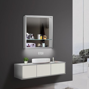 Aluminium Led Badezimmer Wand Hängend Spiegel Schrank Regal Kippschalter 80 X 75