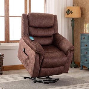 Fernsehsessel (86 x 95 x 110 cm ) Elektrischer Sessel mit Aufstehhilfe Liegefunktion Massahe und Heizfunktion Relaxsessel Brown