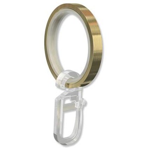 Gardinenstangen Ringe mit Gleiteinlage und Faltenhaken, Gardinenringe in Messing Optik für 20 mm Ø (16 Stück)