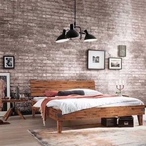 Doppelbett aus Akazie Massivholz lackiert Antik Finish