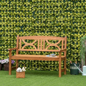 Outsunny Gartenbank für 2 Personen Massivholz Naturfarbe 123 x 61 x 89,5 cm