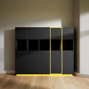 Aktenregal Schwarz - Flexibles Büroregal: Türen in Schwarz - Hochwertige Materialien - 195 x 162 x 34 cm, konfigurierbar