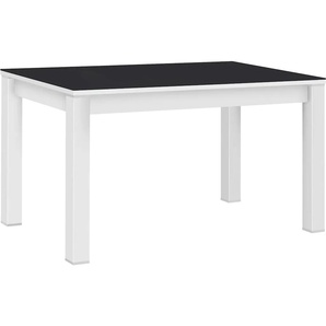 Esstisch MAJA MÖBEL SHINO Tische Gr. B/H/T: 180,3 cm x 77,2 cm x 90,3 cm, weiß (weiß matt, schwarzglas, schwarzglas) Esstische rechteckig