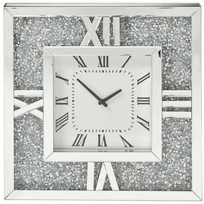 Xora Wanduhr , Schwarz, Silber, Weiß , Glas , 60.5x60.5x5 cm , Dekoration, Uhren, Wanduhren