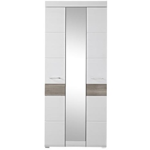 Garderobenschrank Funny, weiß Struktur/Silbereiche-Nachbildung
