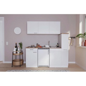 Respekta Miniküche Singleküchen , Weiß , Kunststoff , 1,1 Schubladen , 180 cm , Frontauswahl, links aufbaubar, rechts aufbaubar , Küchen, Miniküchen