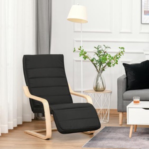HOMCOM® Relaxsessel Ruhesessel Relaxstuhl Fernsehsessel Sessel modern Balkon verstellbares Fußteil Auflage Holz Schwarz 66,5 x 81 x 100cm