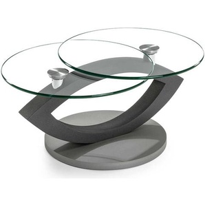 Design Sofatisch in Grau zwei runden Glasplatten