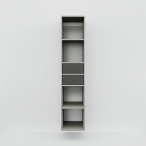Hängeschrank Grau - Moderner Wandschrank: Schubladen in Graphitgrau - 41 x 195 x 47 cm, konfigurierbar