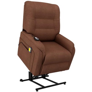 Massage-TV-Sessel mit Aufstehhilfe Elektrisch Braun Stoff