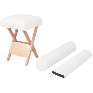 Massage-Klapphocker 12 cm dicker Sitz & 2 Nackenrollen Weiß