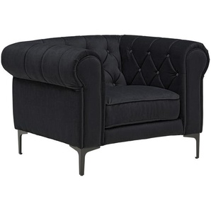 Ambia Home Chesterfield-Sessel , Schwarz , Textil , 105x75x90 cm , Stoffauswahl , Wohnzimmer, Sessel, Chesterfield-Sessel