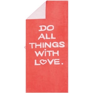 Cawö Saunatuch Campus DO ALL THINGS WITH LOVE rot 70 x 180 cm