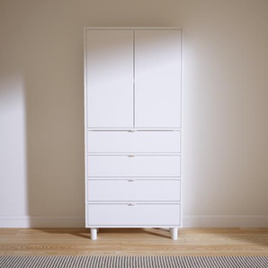 Aktenschrank Weiß - Büroschrank: Schubladen in Weiß & Türen in Weiß - Hochwertige Materialien - 77 x 168 x 34 cm, Modular