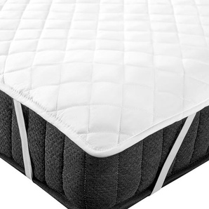 Matratzentopper Weiß Japara Baumwolle und Mikrofaser 90 x 200 cm mit Gummizug an den Ecken Versteppt Matratzenschutz Auflage für Einzelbett