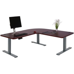 Eck-Schreibtisch HWC-D40, Computertisch, elektrisch höhenverstellbar 178x178cm 84kg ~ Kirsch-Dekor, anthrazit-grau