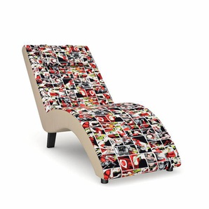 Relaxliege MAX WINZER build-a-chair Nova Sofas Gr. B/H/T: 63 cm x 84 cm x 160 cm, Flachgewebe, Korpus: Kunstleder beige-Füße: Schwarz, bunt (print by steffen kindt) Relaxliegen inklusive Nackenkissen, zum Selbstgestalten